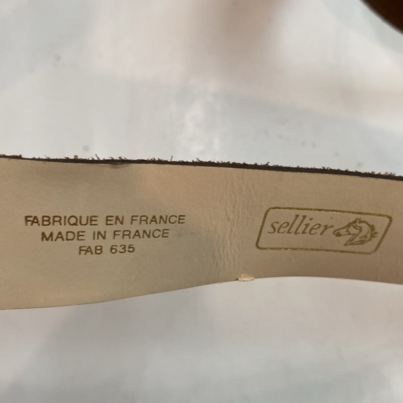 Sellier Tan Suede Belt with Equestrian Silver Clasp Made in France - Picture 7 of 15